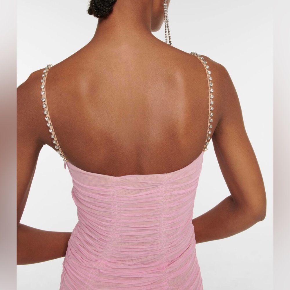 New! Self Portrait Bow Embellished Ruched Pink & Red Mini Dress 🎀 size 10 - Picture 6 of 16